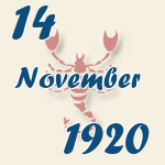 Skorpion, 14. November 1920.  