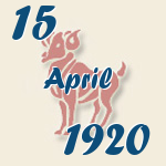 Widder, 15. April 1920.  